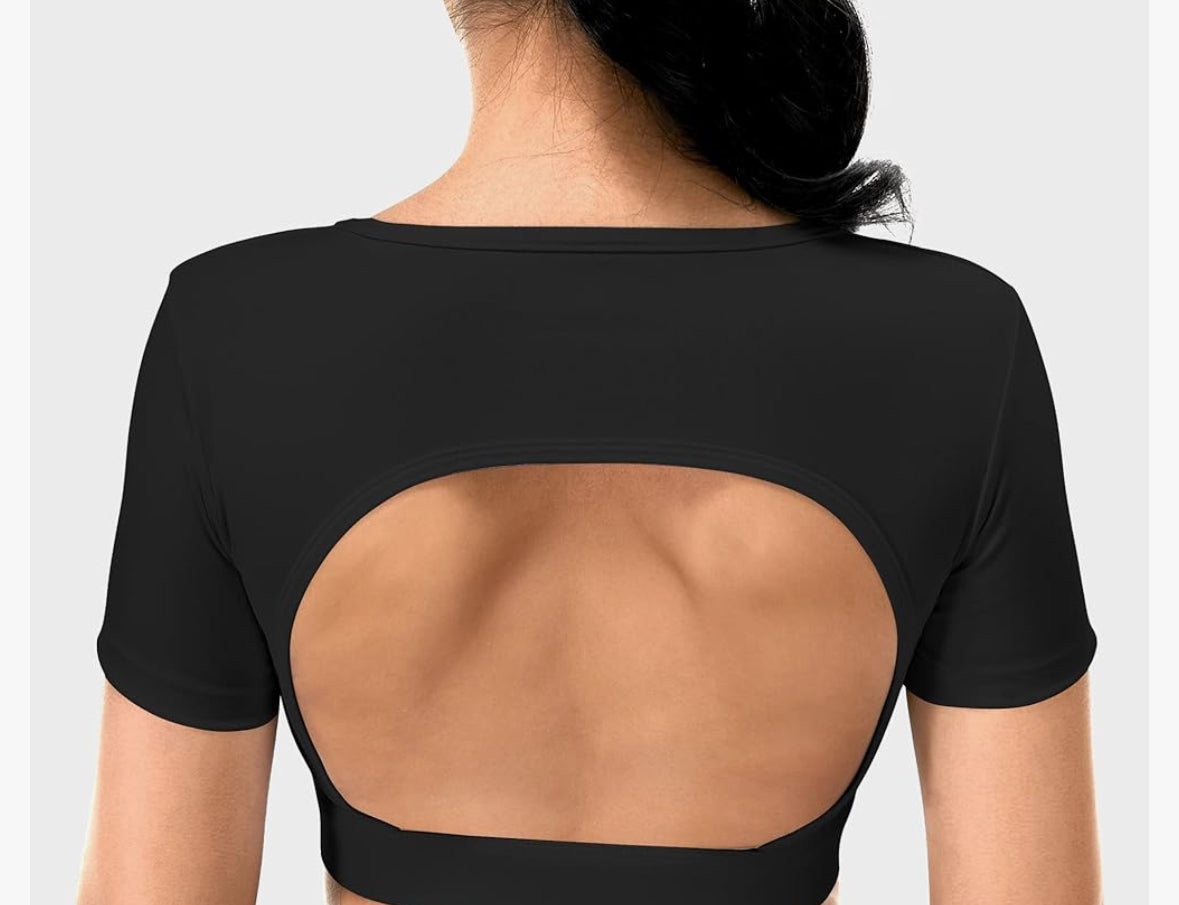 Backless crop gym shirt