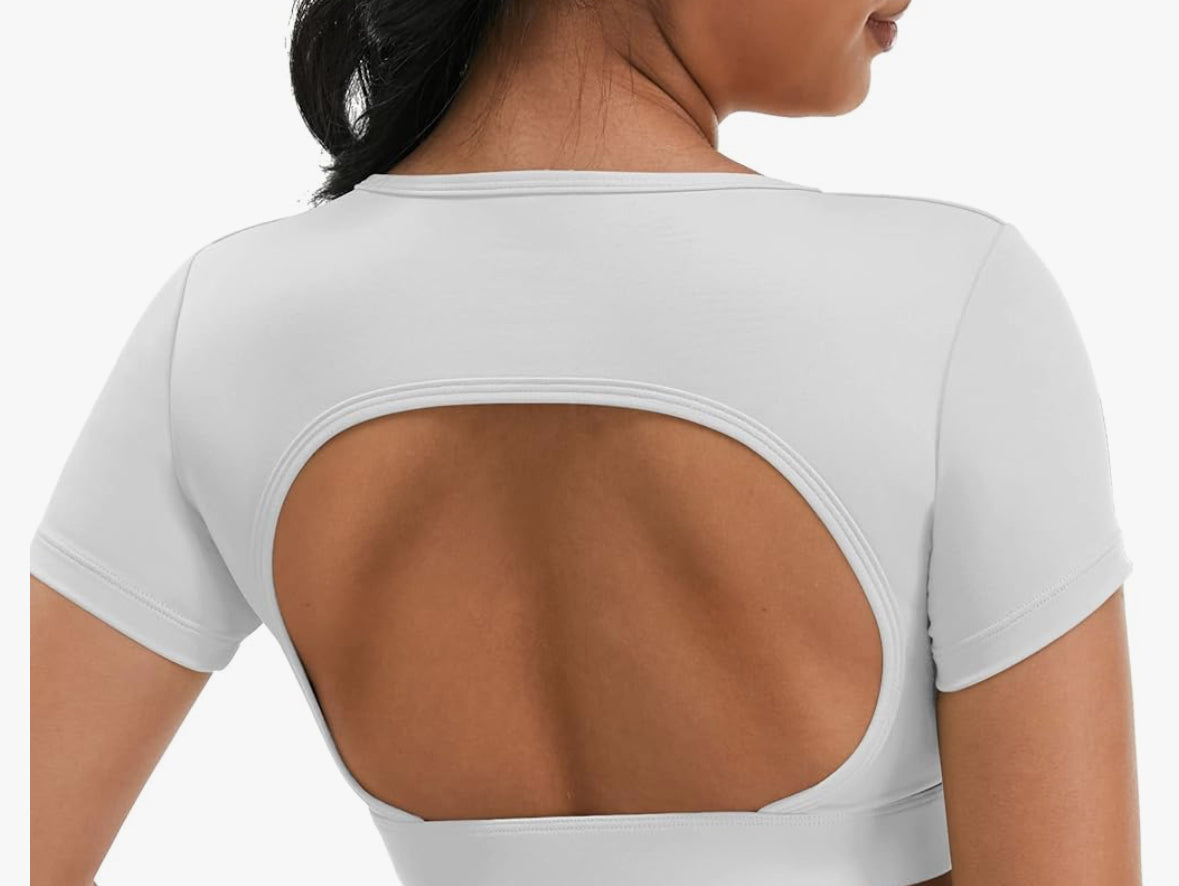 Backless crop gym shirt