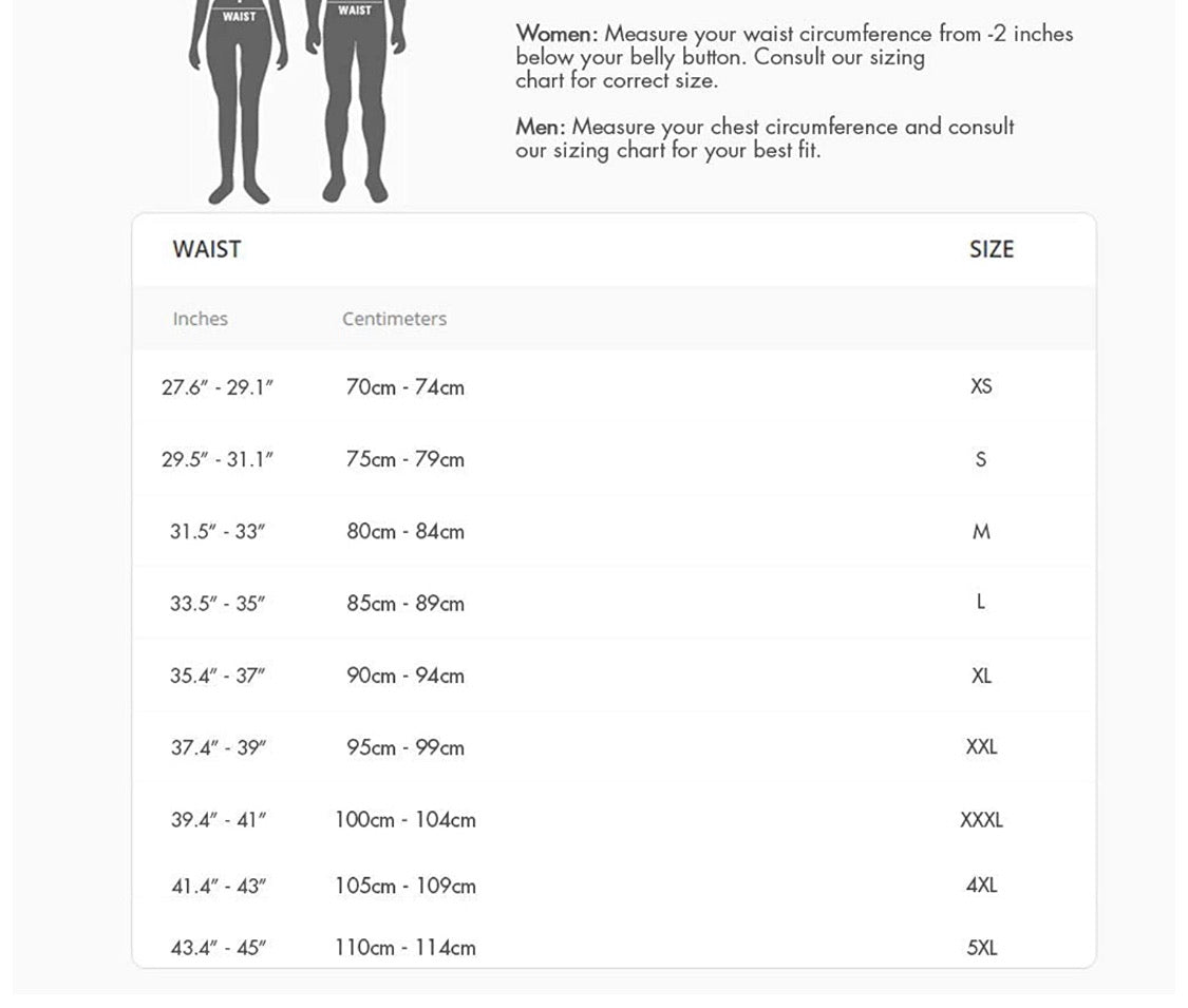 Size chart for online waist trainers